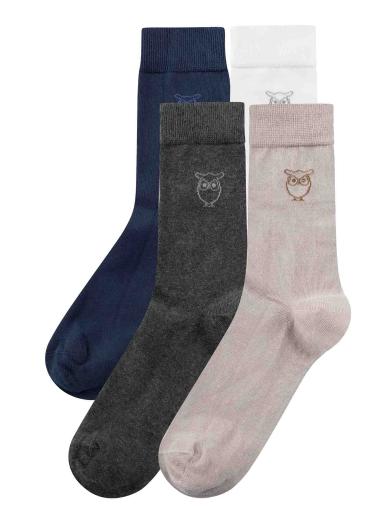 Knowledge Cotton Apparel 4-Pack solid Socks Light Feather Gray | 43-47