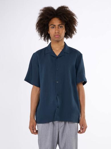 Knowledge Cotton Apparel Box fit short sleeved linen shirt 