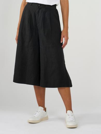 Knowledge Cotton Apparel Natural linen baggy shorts Black Jet