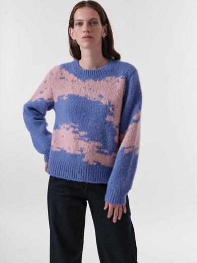 LANIUS Pullover mit Intarsie Lavender/rose