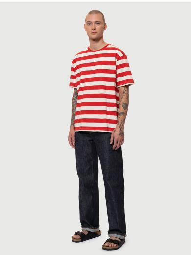 Nudie Jeans Uno Block Stripe Offwhite Red | S