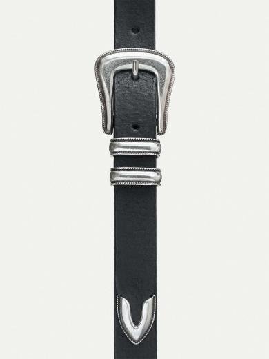 Nudie Jeans Western Silver Belt Black