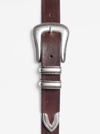 Nudie Jeans Western Silver Belt Dark Brown