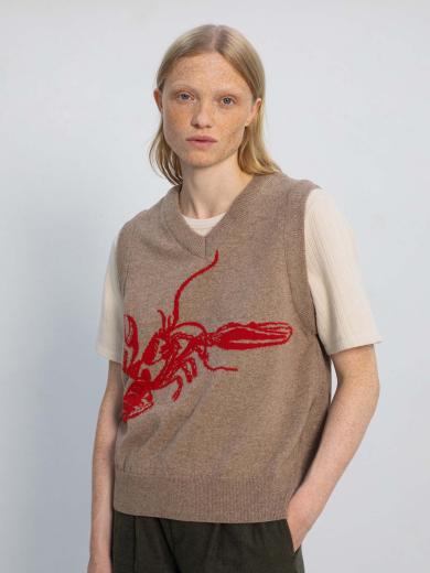 ROTHOLZ Lobster Knitted Vest Soft Clay