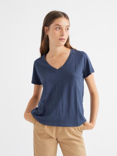 Thinking MU Hemp Clavel T-Shirt Navy | S