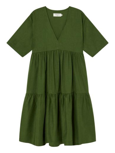 Thinking MU Hemp Fresia Dress Green | S