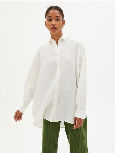 Thinking MU Hemp Gia Oversize Blouse White | XS