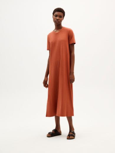 Thinking MU Hemp Oueme Dress Clay Red