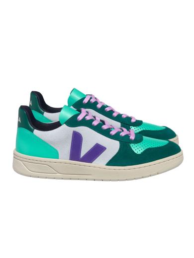 VEJA V-10 Leather Multico Swan Purple Pierre