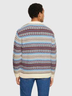 Knowledge Cotton Apparel Knitted Fair Isle Crew Neck